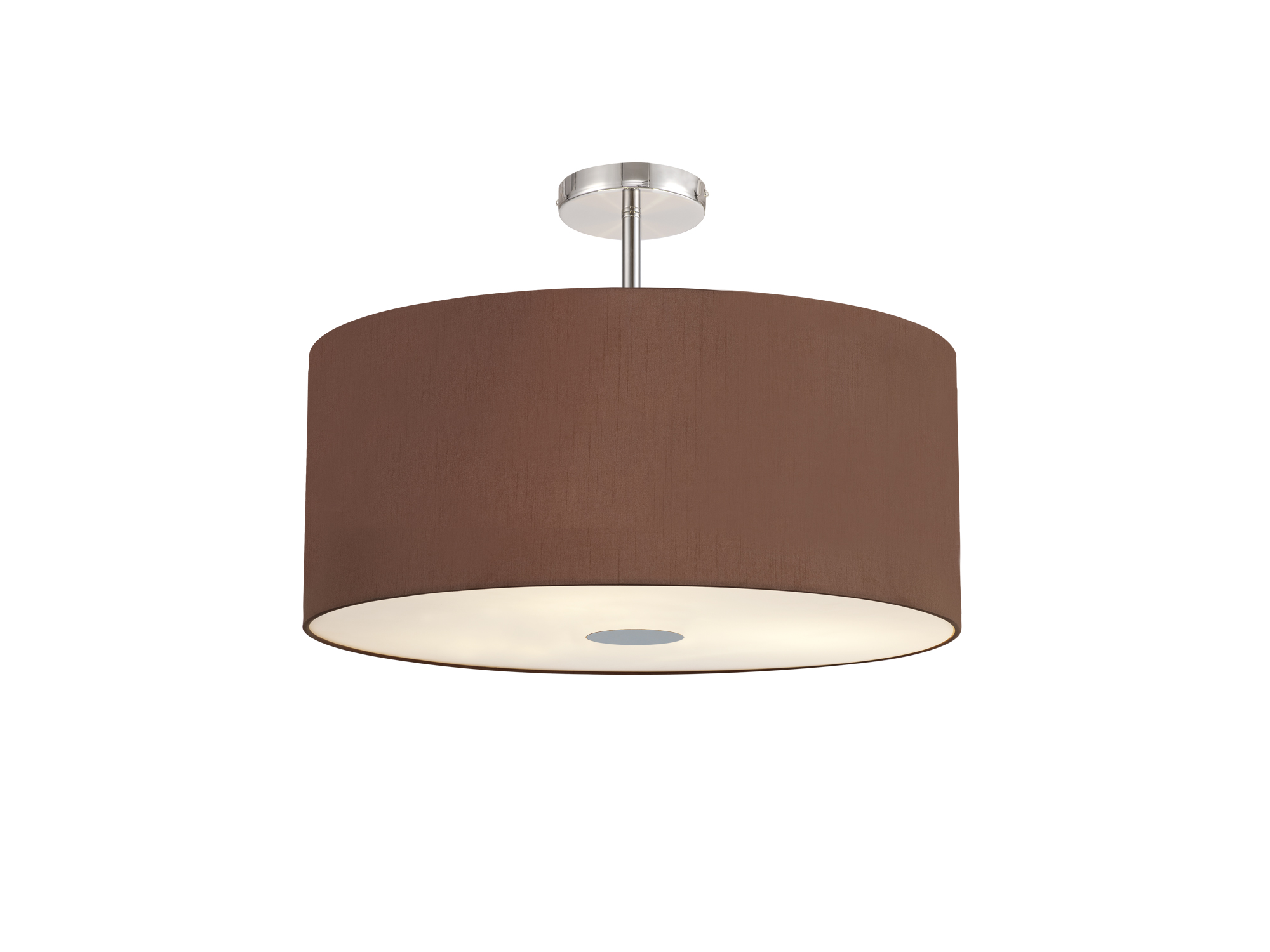 DK0492  Baymont 60cm, Drop Flush 5 Light Polished Chrome, Raw Cocoa/Grecian Bronze, Frosted Diffuser